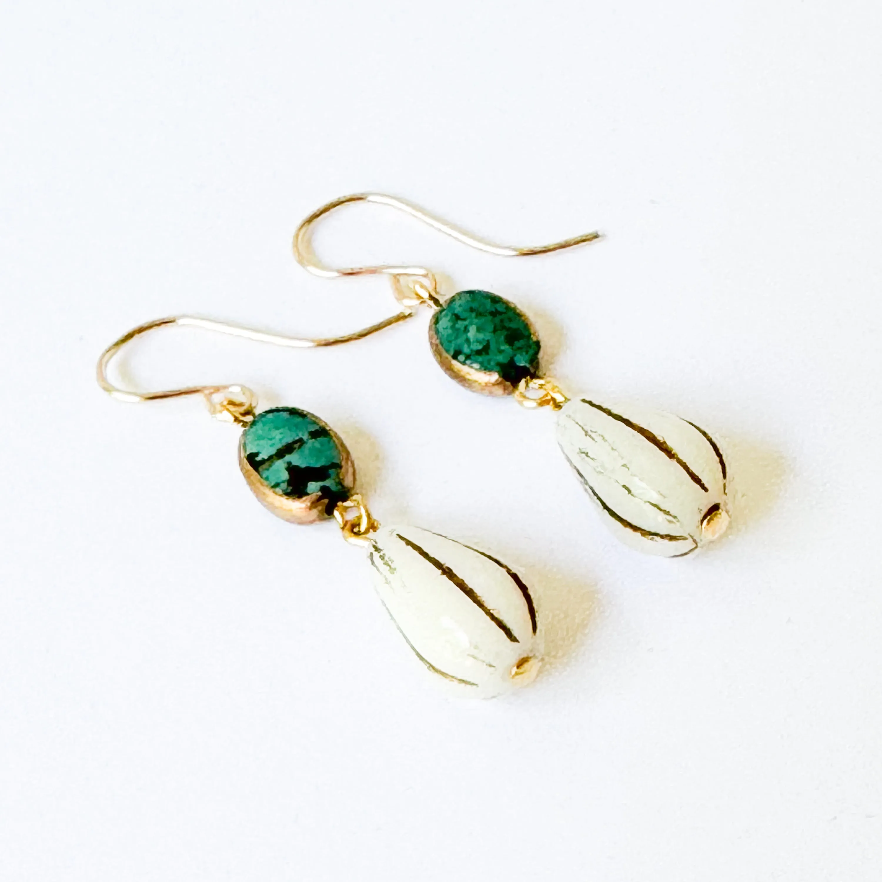 Turquoise and Glass Drop Earrings - WS