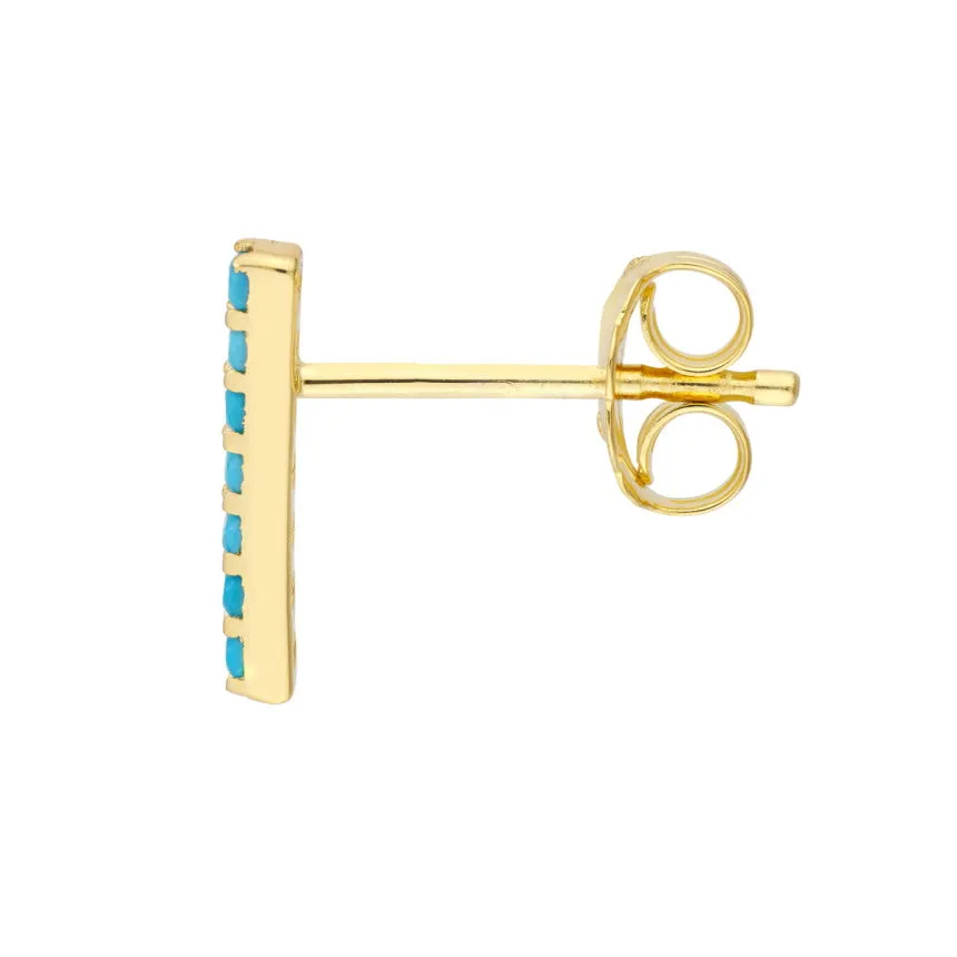 Turquoise Bar Stud Earrings