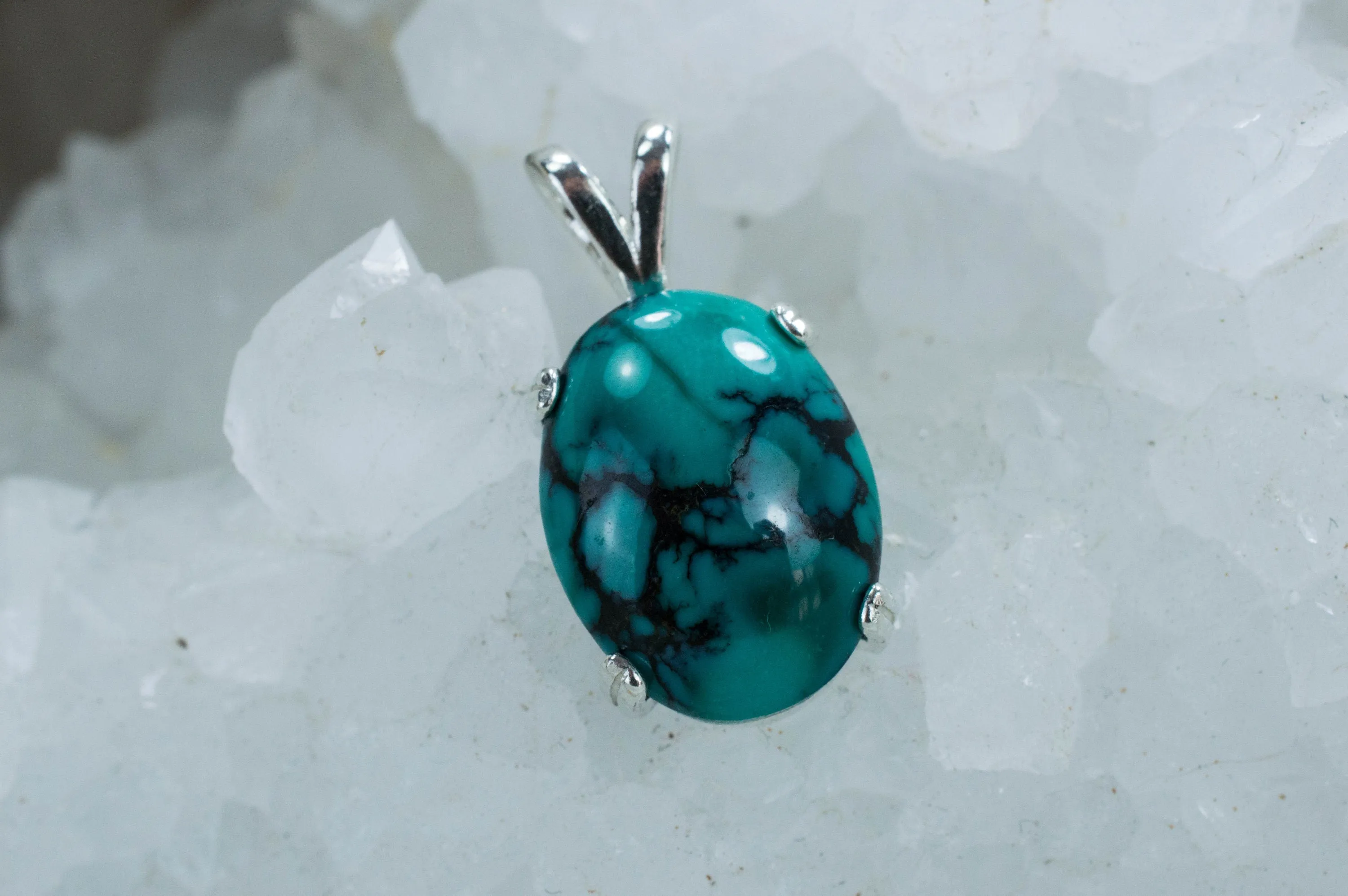 Turquoise Pendant, Natural Hubei Untreated Turquoise