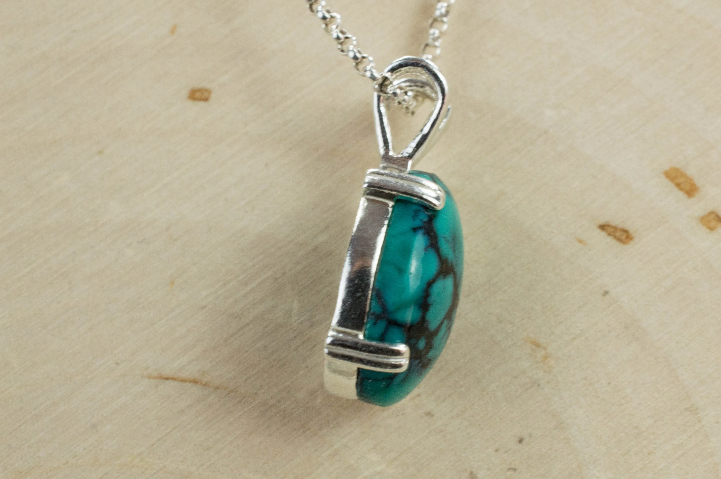Turquoise Pendant, Natural Hubei Untreated Turquoise