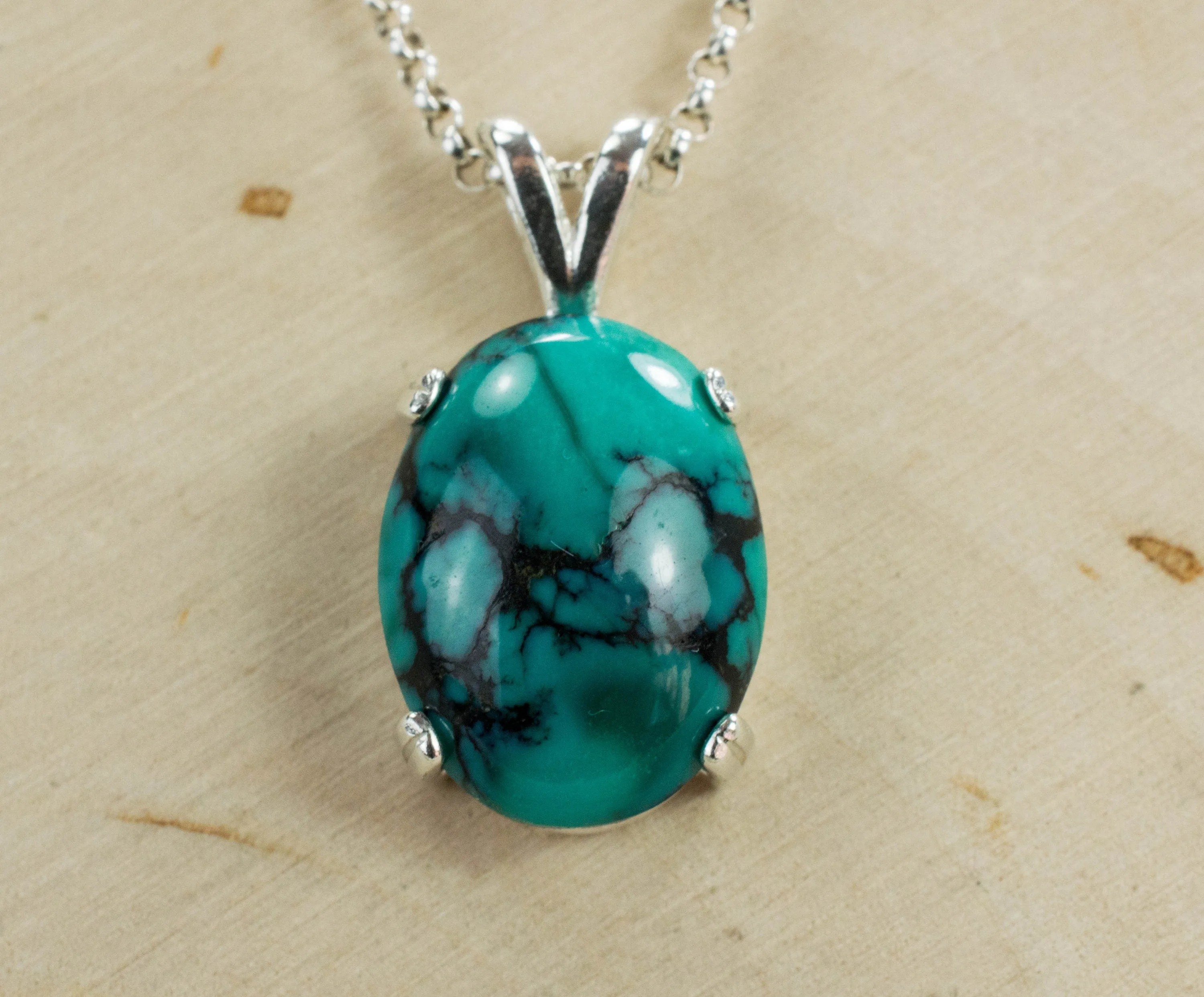 Turquoise Pendant, Natural Hubei Untreated Turquoise