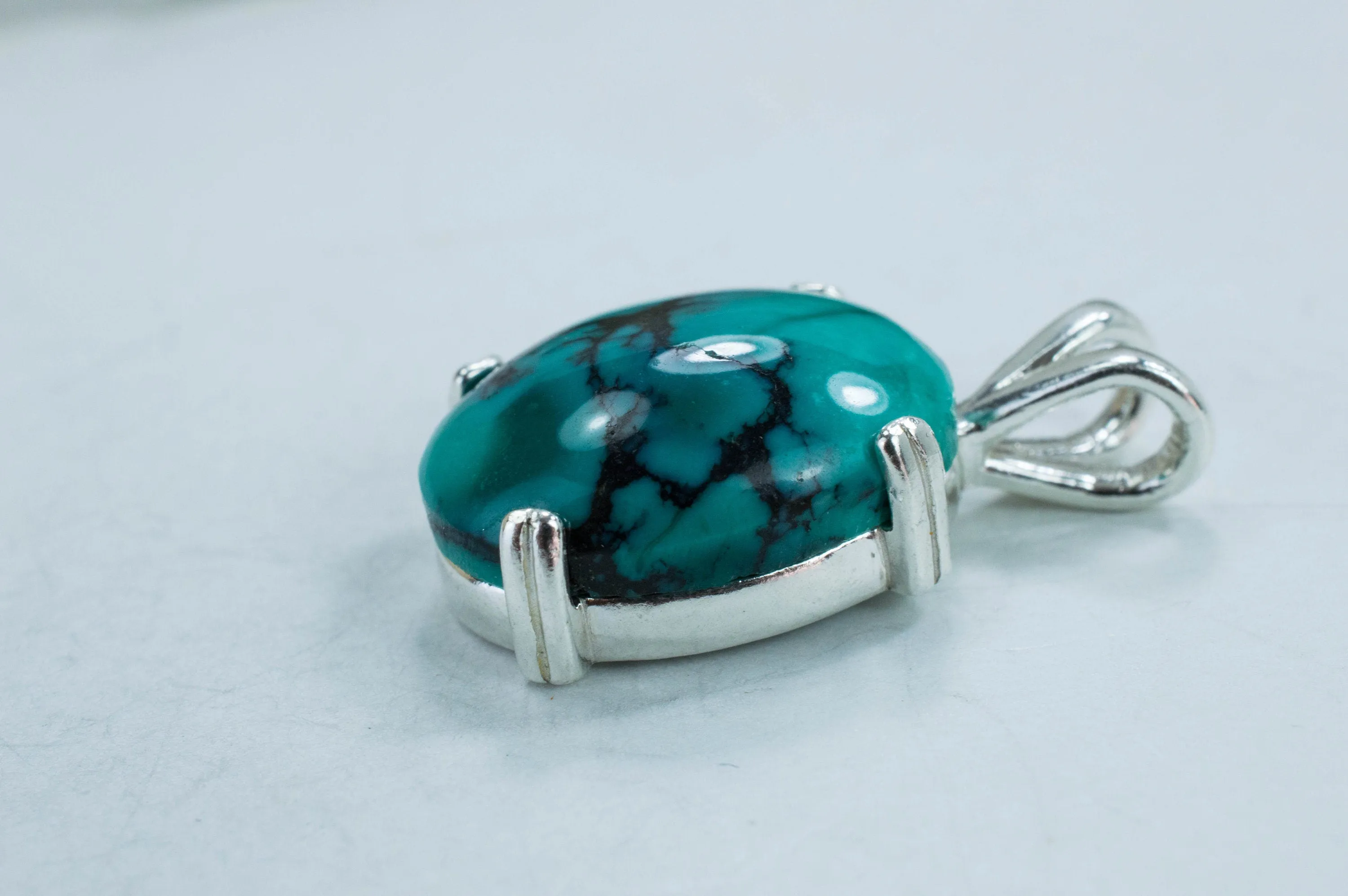 Turquoise Pendant, Natural Hubei Untreated Turquoise