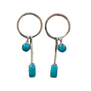 Turquoise Silver Circle Earrings