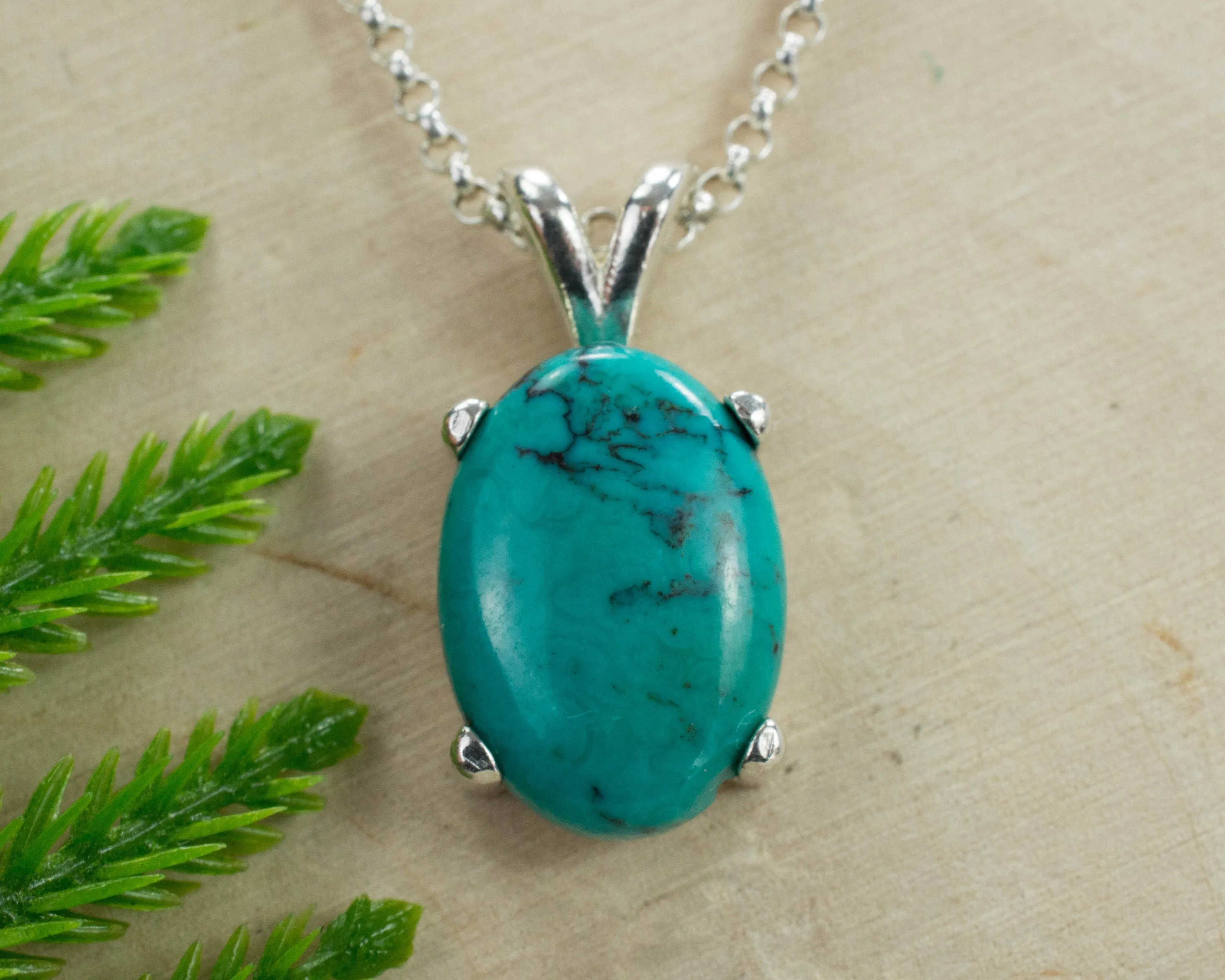 Turquoise Sterling Silver Pendant, Genuine Kingman Mine Turquoise