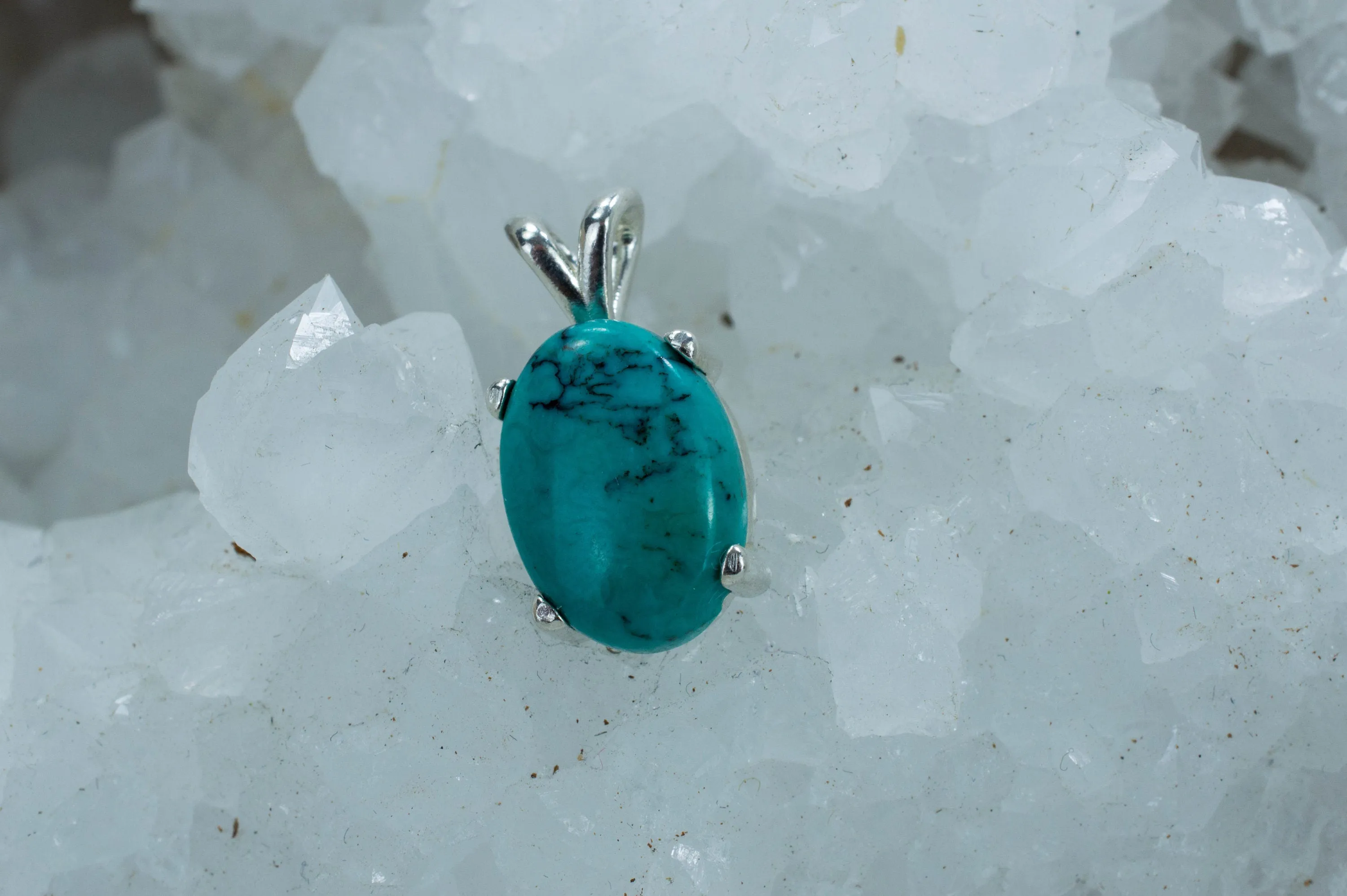 Turquoise Sterling Silver Pendant, Genuine Kingman Mine Turquoise