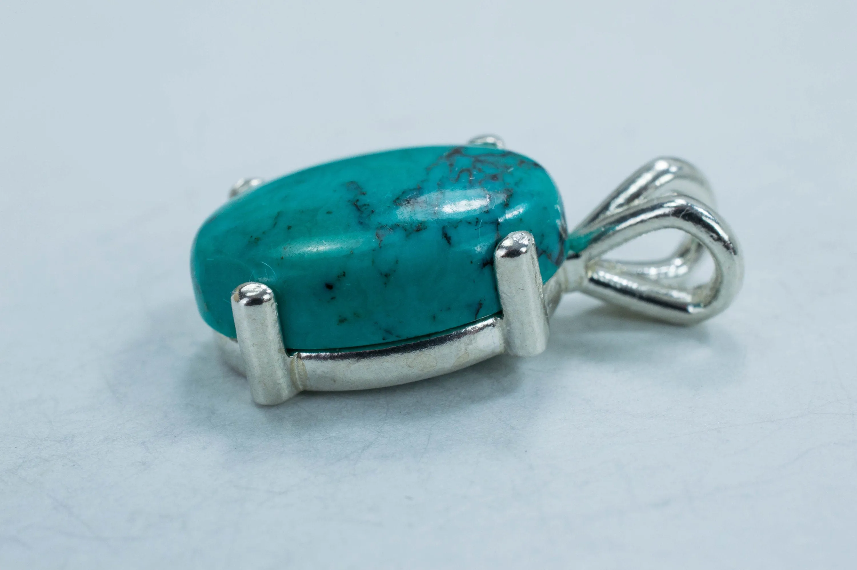 Turquoise Sterling Silver Pendant, Genuine Kingman Mine Turquoise