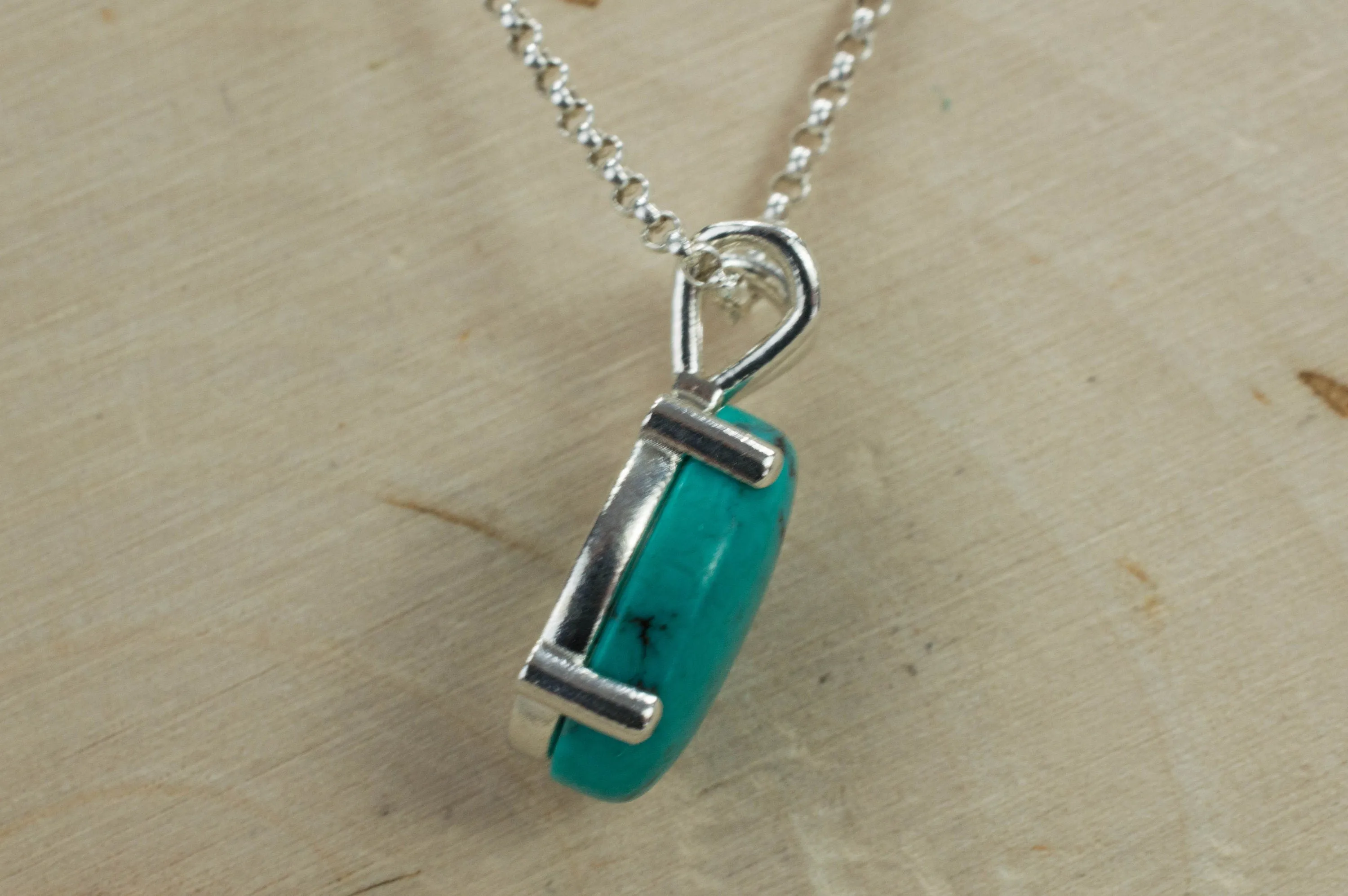Turquoise Sterling Silver Pendant, Genuine Kingman Mine Turquoise