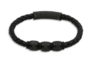 Unique & Co Black Leather Bracelet B189BL