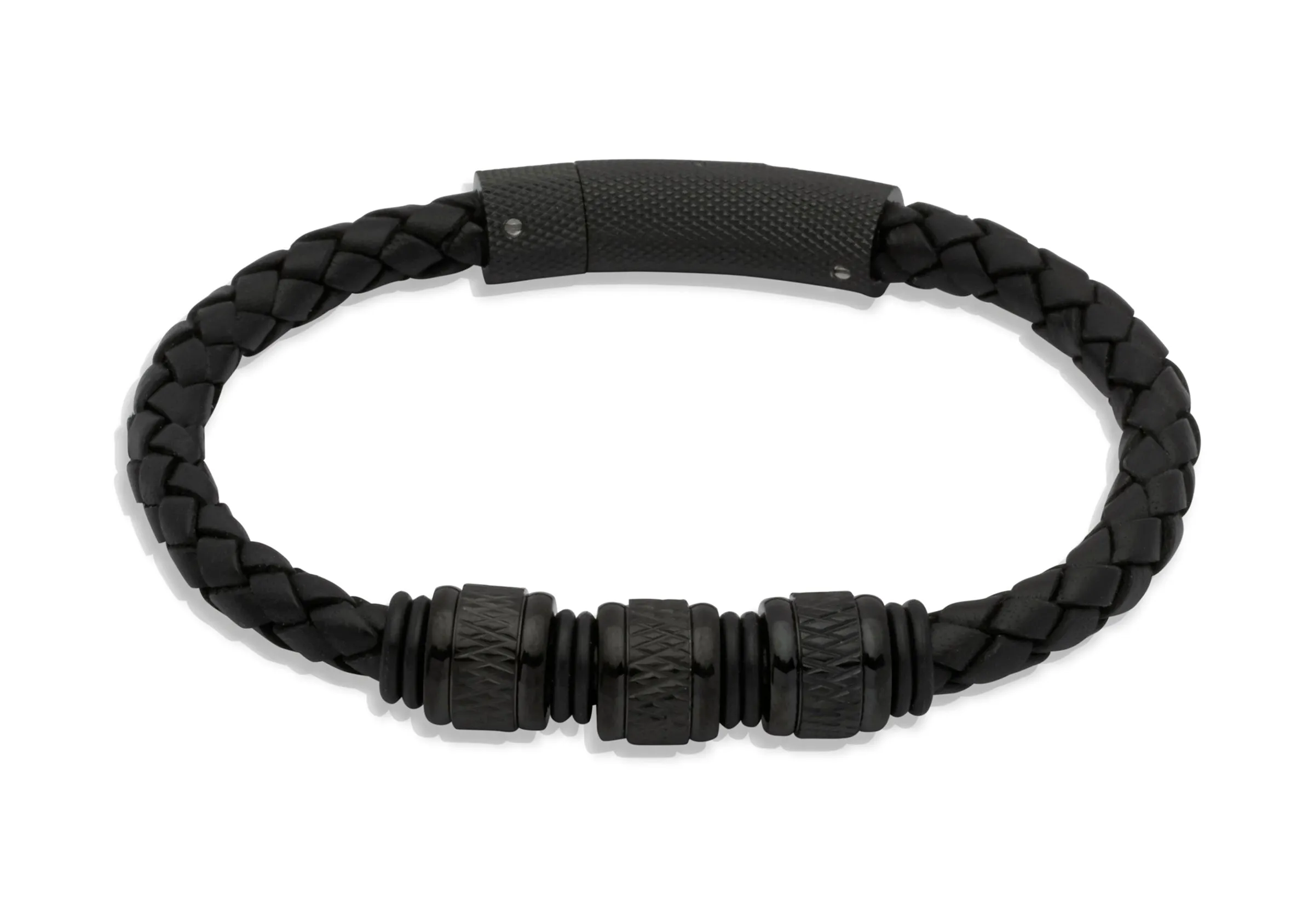 Unique & Co Black Leather Bracelet B189BL