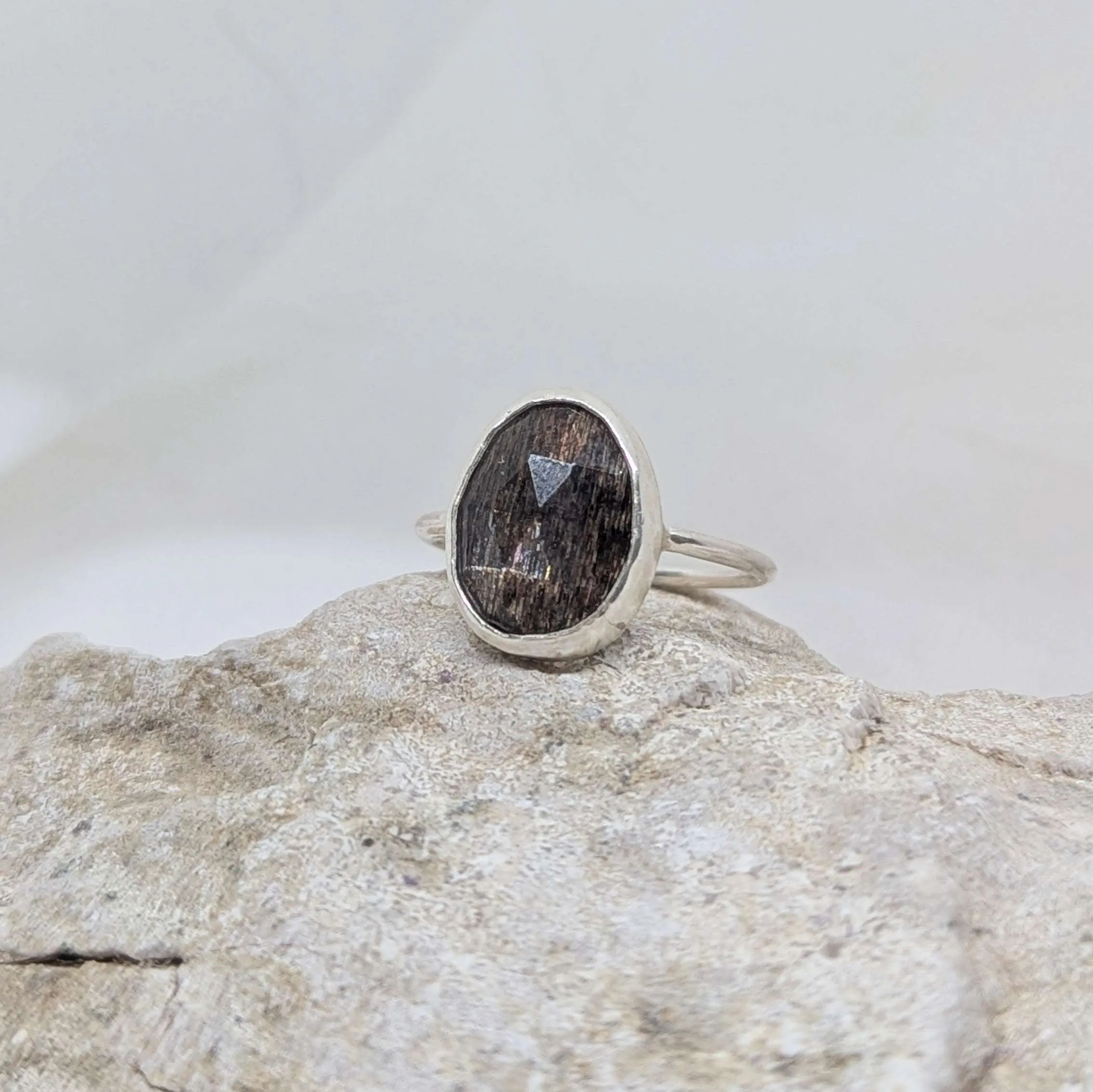 Unique brown moonstone ring