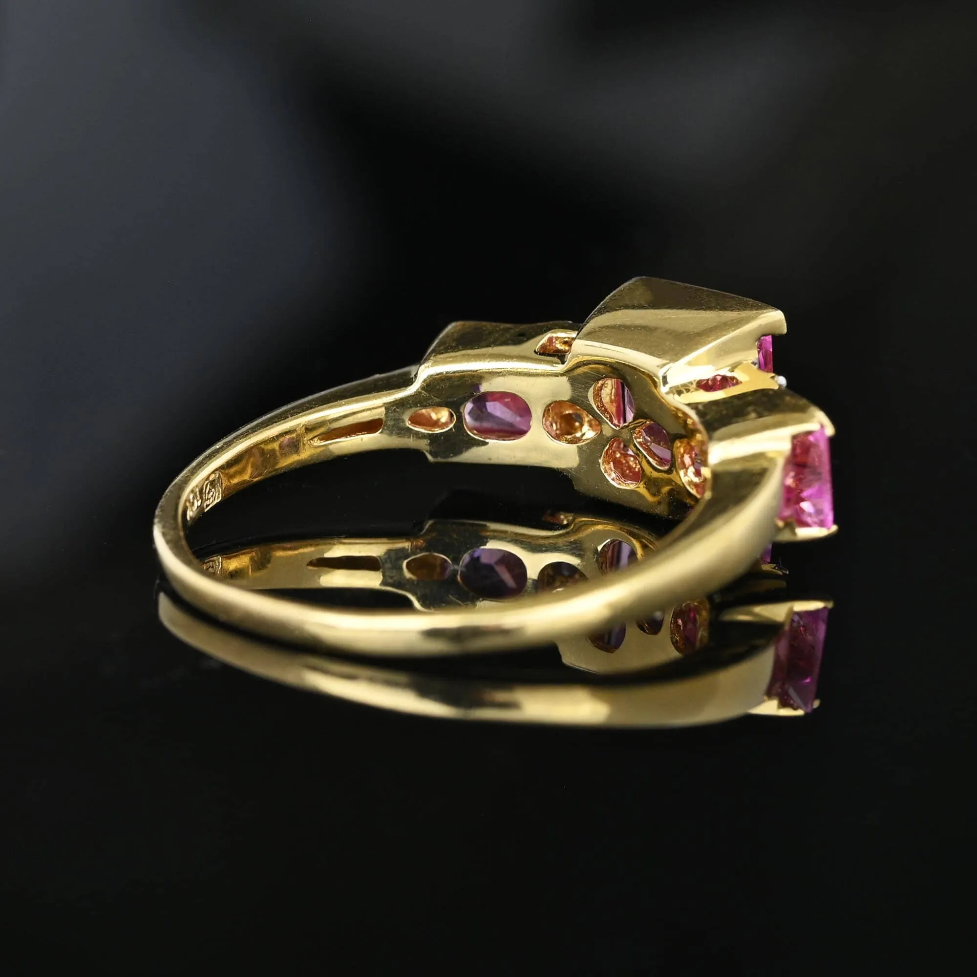 Vintage Diamond Cushion Cut Pink Sapphire Ring in 10K Gold