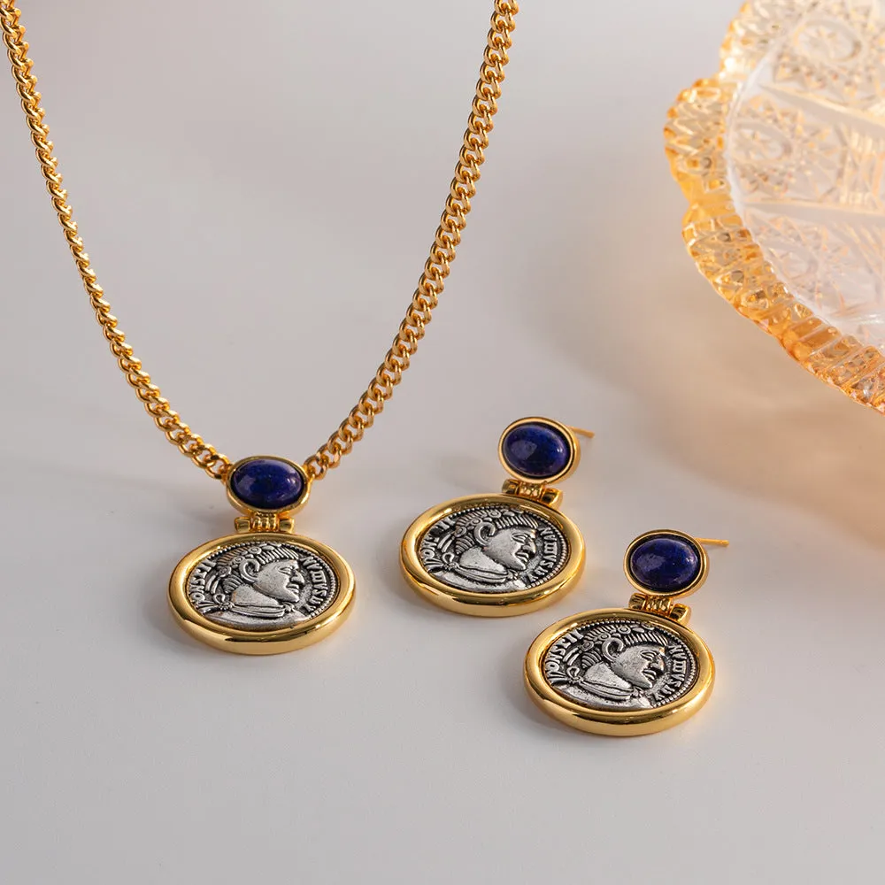 Vintage earrings with lapis lazuli