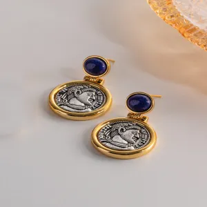 Vintage earrings with lapis lazuli