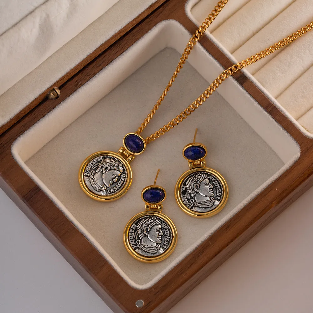 Vintage earrings with lapis lazuli