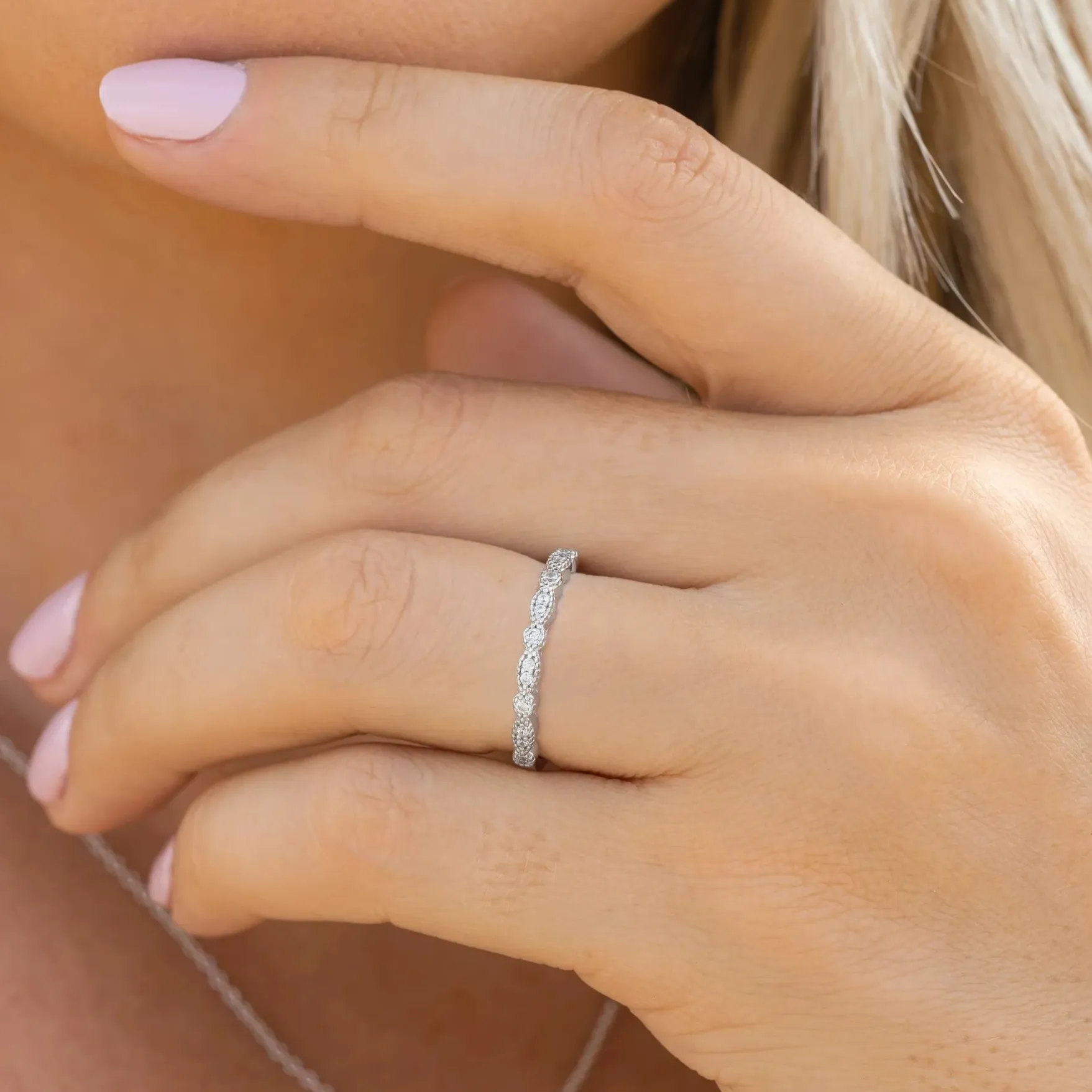 Vintage Half Eternity Wedding Band