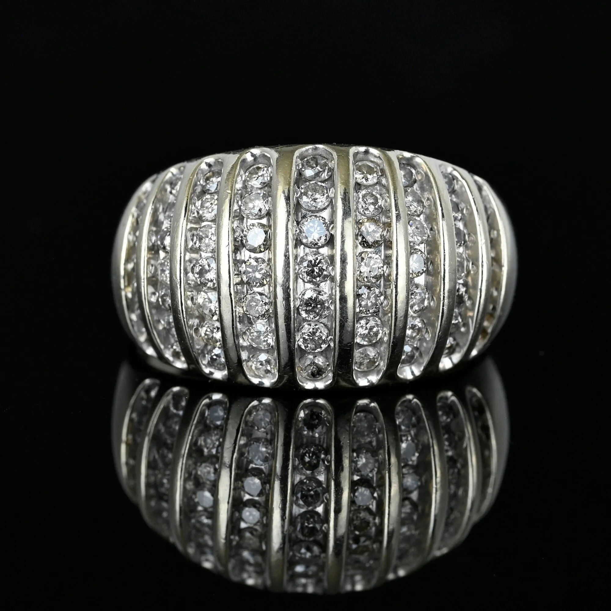 Vintage White Gold 1 CTW Diamond Dome Cocktail Ring