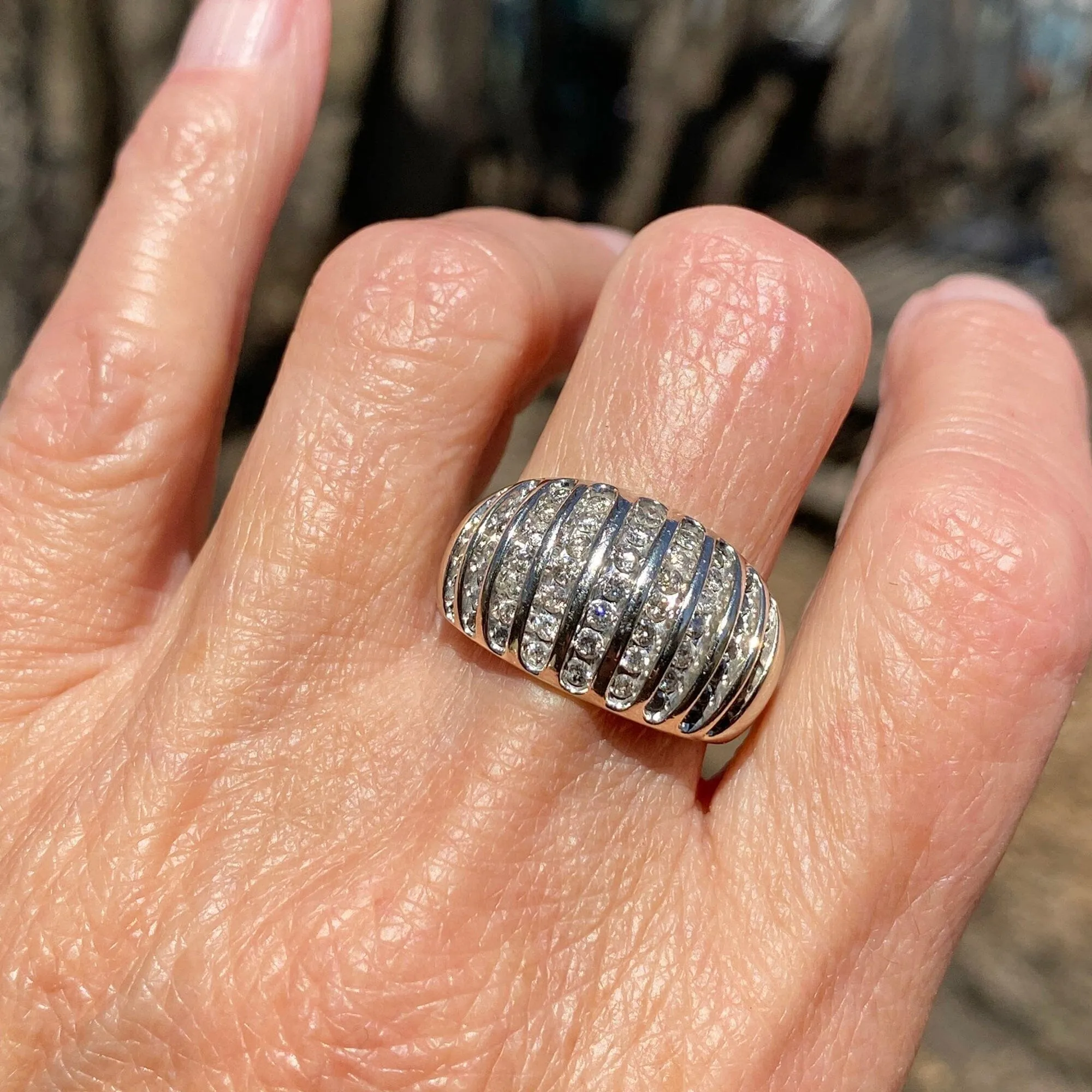 Vintage White Gold 1 CTW Diamond Dome Cocktail Ring