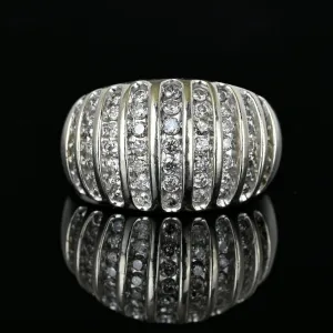 Vintage White Gold 1 CTW Diamond Dome Cocktail Ring