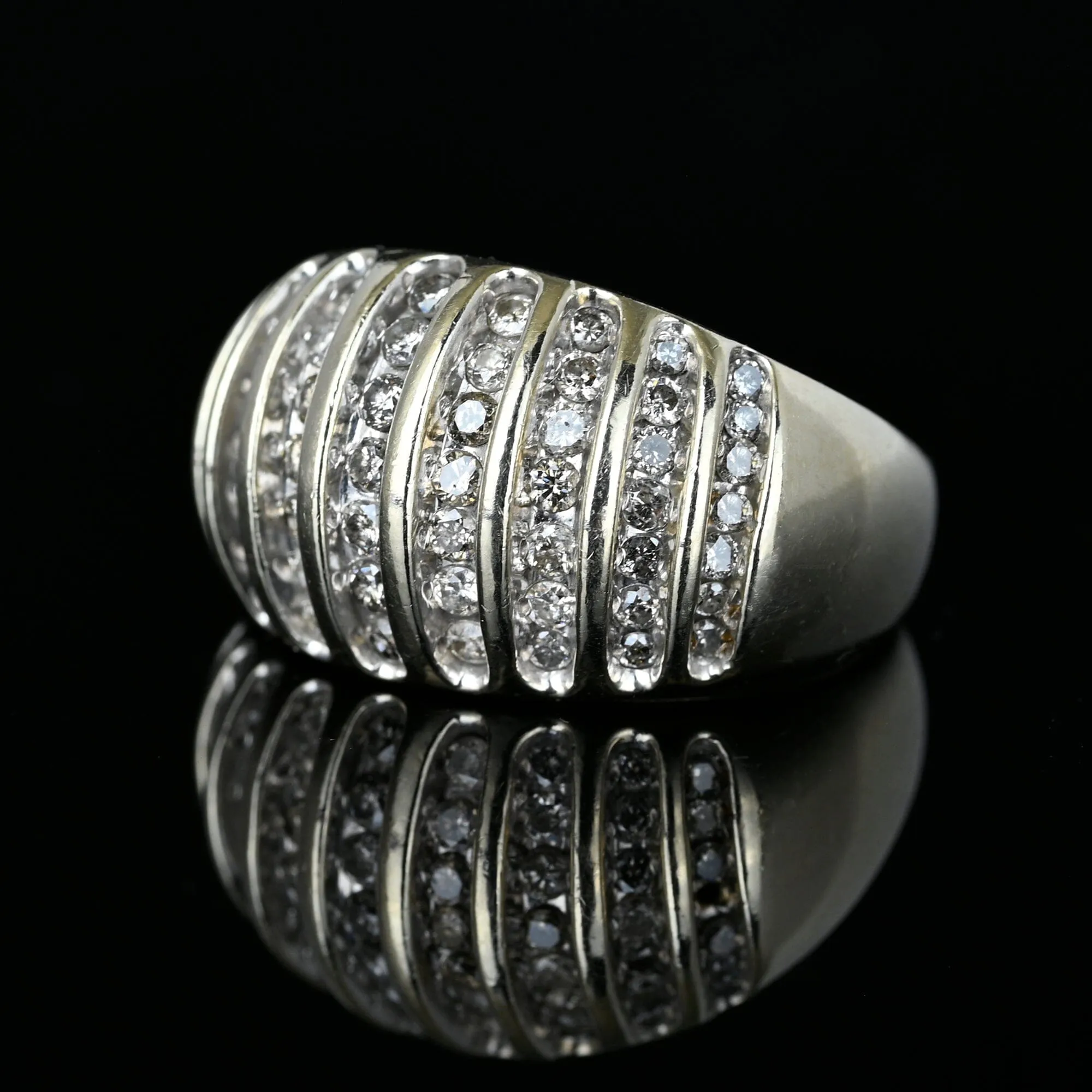 Vintage White Gold 1 CTW Diamond Dome Cocktail Ring