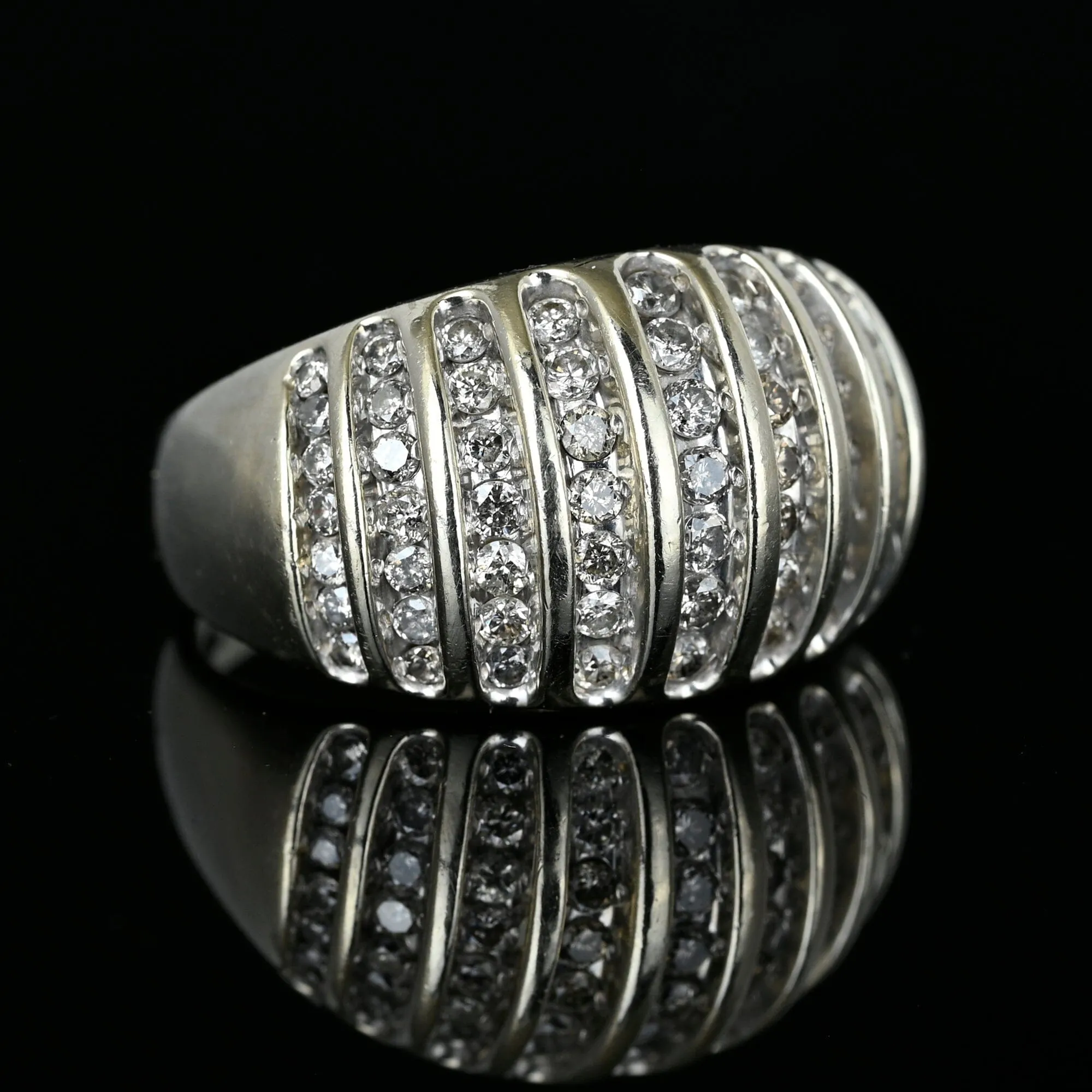 Vintage White Gold 1 CTW Diamond Dome Cocktail Ring