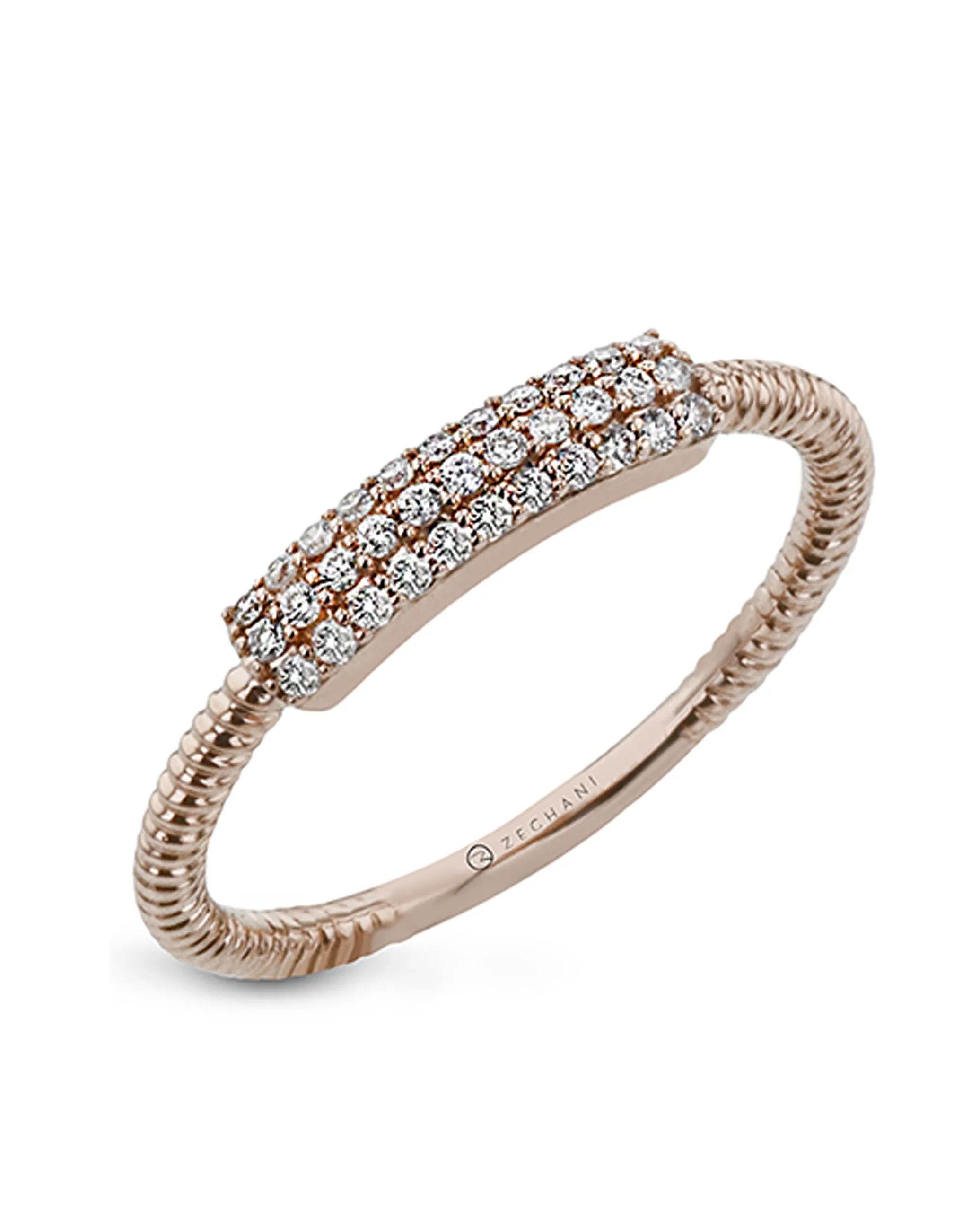 Zeghani ZR2132-R 14K Pink Gold Stackable Diamond Ring